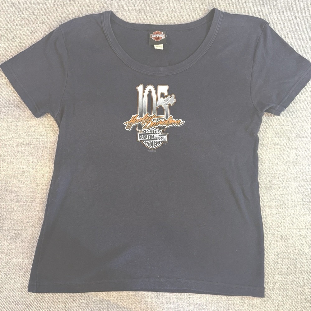 Harley Davidson 105th Anniversary Womens 2XL USA Made Black T Shirt